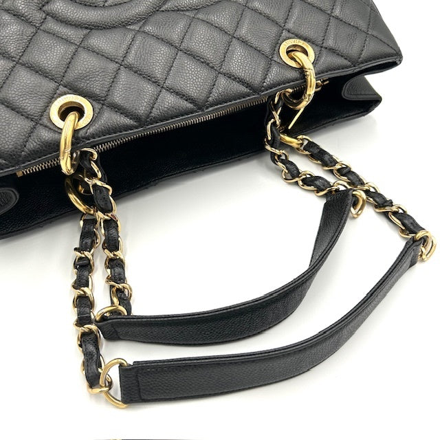 シャネル CHANEL キャビアスキン GSTトート チェーンバック ゴールド金具