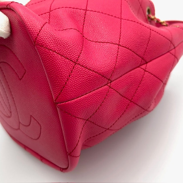 シャネル CHANEL マトラッセ キャビアスキン ドローストリング チェーンショルダーバッグ