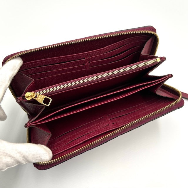 ルイヴィトン モノグラム アンプラント ジッピーウォレット ワインレッド 長財布