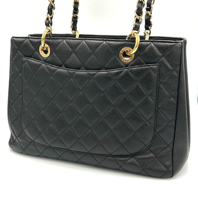 シャネル CHANEL キャビアスキン GSTトート チェーンバック ゴールド金具