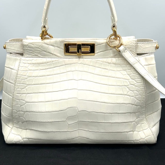 FENDI フェンディ ピーカブー クロコダイル 2way ショルダー ハンドバック