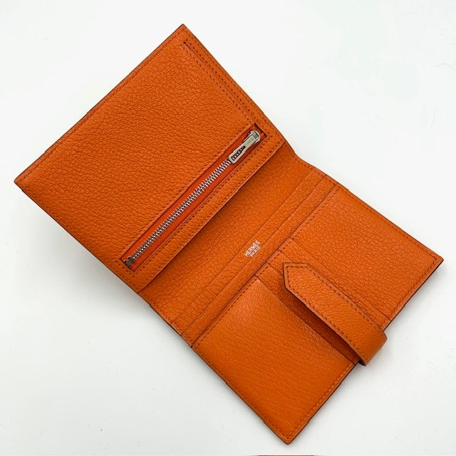エルメス HERMES ベアン コンパクト シェーブル 折財布 シルバー金具 ユニセックス