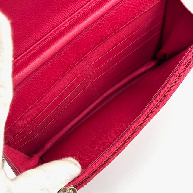 シャネル CHANEL ボーイシャネル マトラッセ キャビアスキン チェーンウォレット