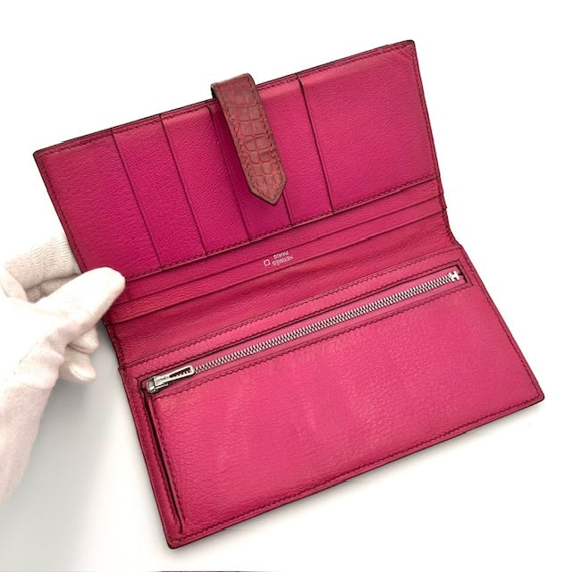 エルメス HERMES ベアン アリゲーター 長財布