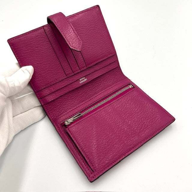 エルメス HERMES ベアン コンパクト シェーブル 折財布 シルバー金具