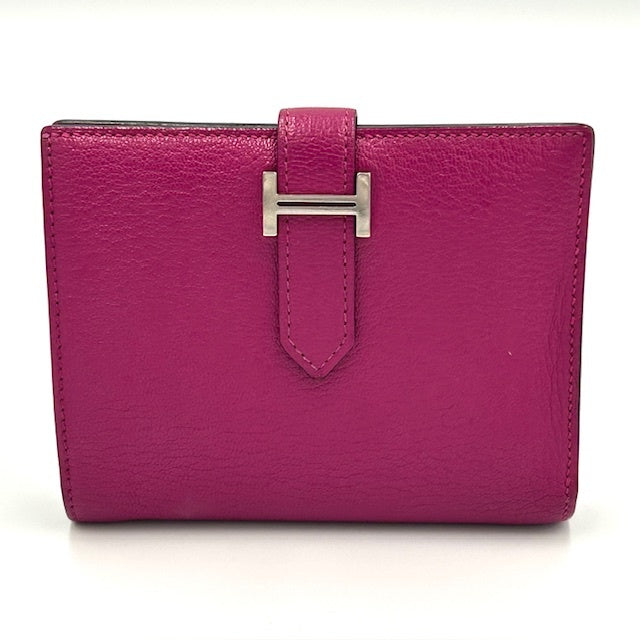 エルメス HERMES ベアン コンパクト シェーブル 折財布 シルバー金具