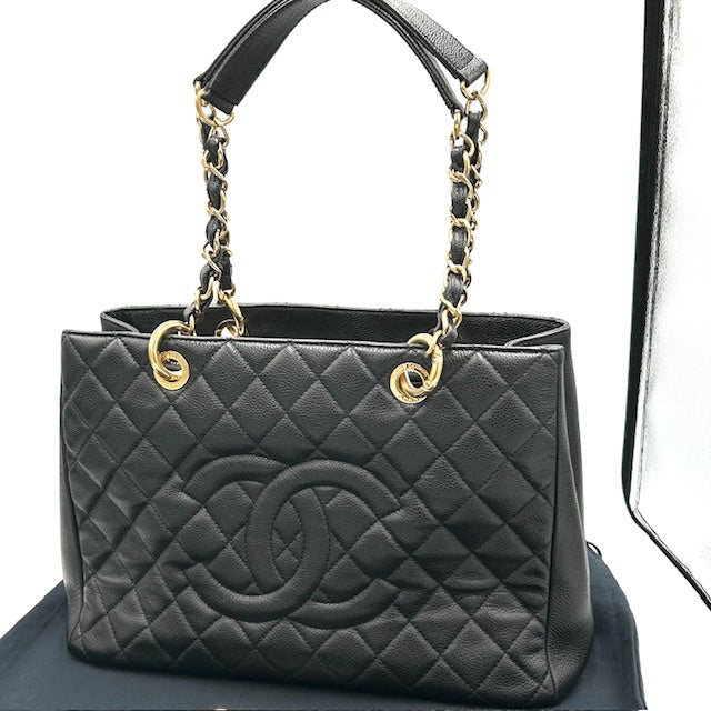 シャネル CHANEL キャビアスキン GSTトート チェーンバック ゴールド金具