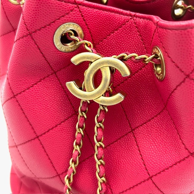 シャネル CHANEL マトラッセ キャビアスキン ドローストリング チェーンショルダーバッグ