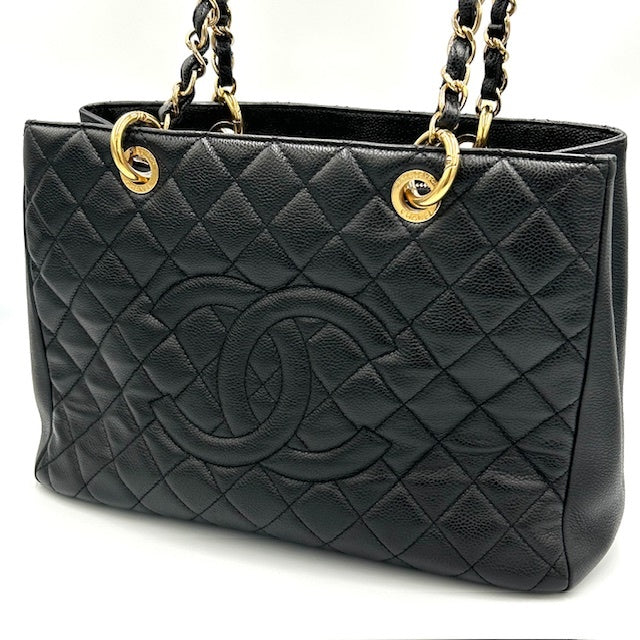 シャネル CHANEL キャビアスキン GSTトート チェーンバック ゴールド金具