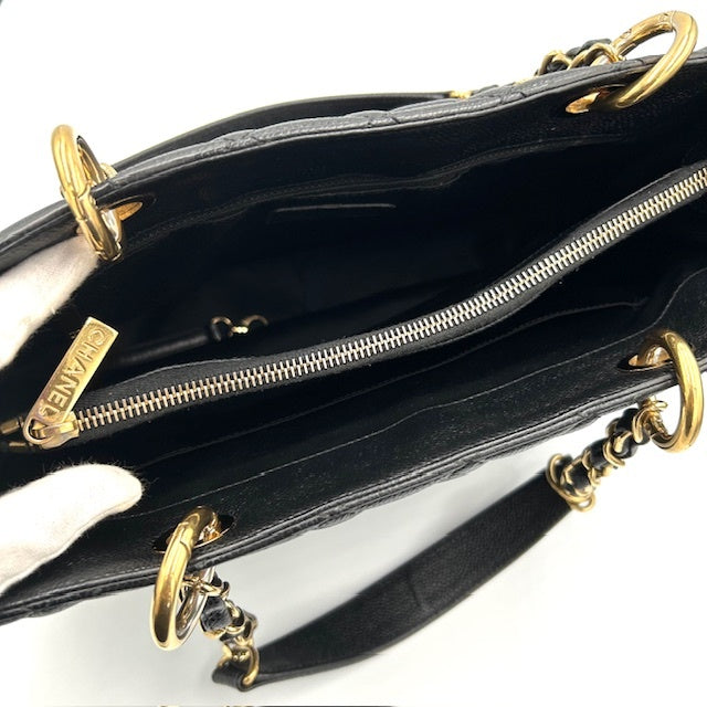 シャネル CHANEL キャビアスキン GSTトート チェーンバック ゴールド金具