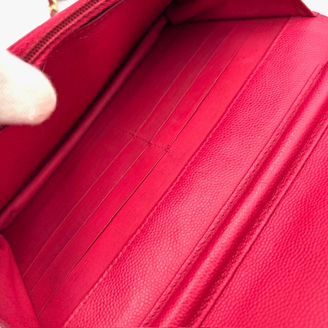 シャネル CHANEL ボーイシャネル マトラッセ キャビアスキン チェーンウォレット