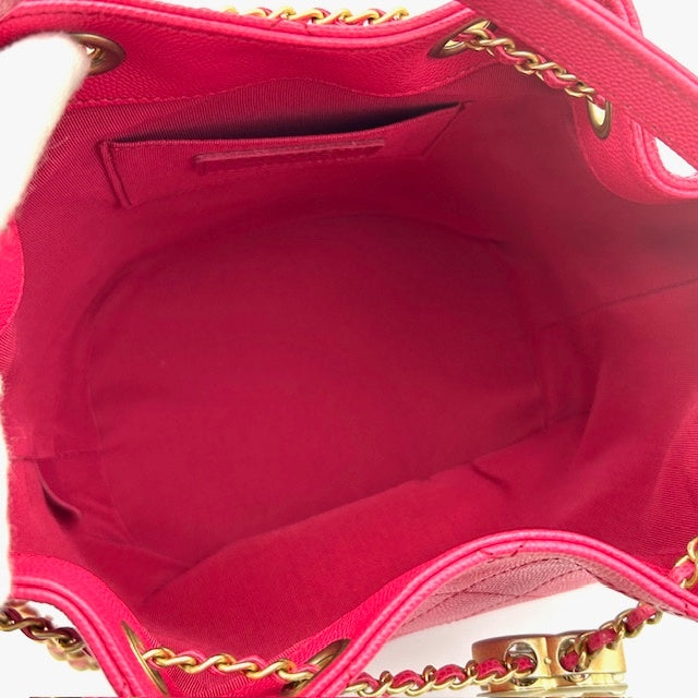 シャネル CHANEL マトラッセ キャビアスキン ドローストリング チェーンショルダーバッグ