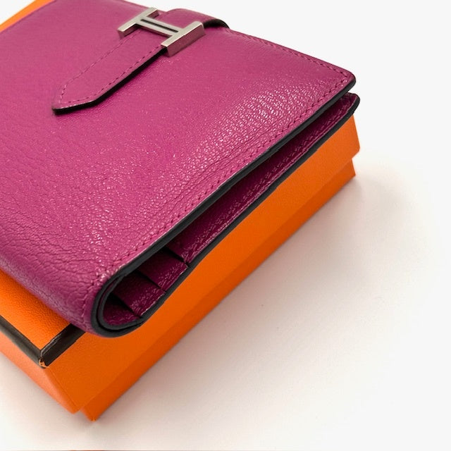 エルメス HERMES ベアン コンパクト シェーブル 折財布 シルバー金具