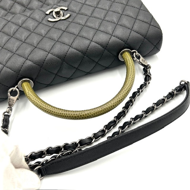 シャネル CHANEL ココハンドル キャビアスキン マトラッセ 2way ショルダー ハンドバッグ
