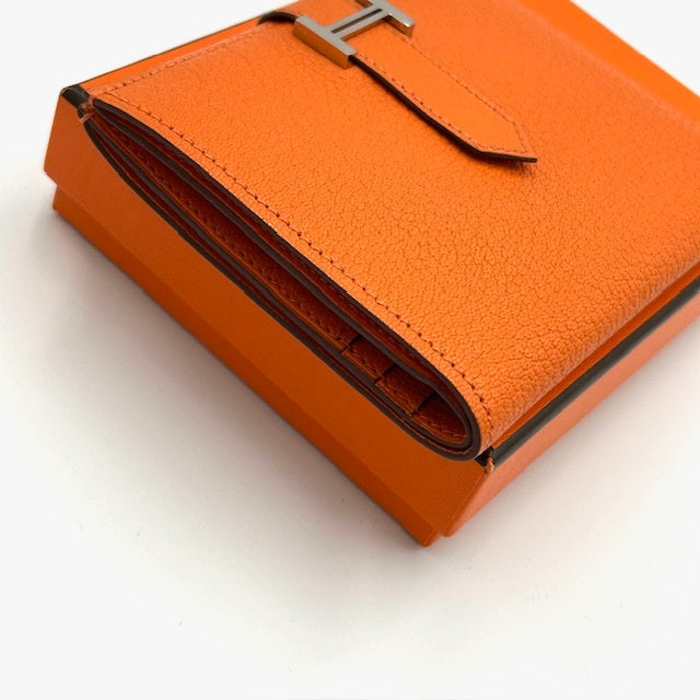 エルメス HERMES ベアン コンパクト シェーブル 折財布 シルバー金具 ユニセックス