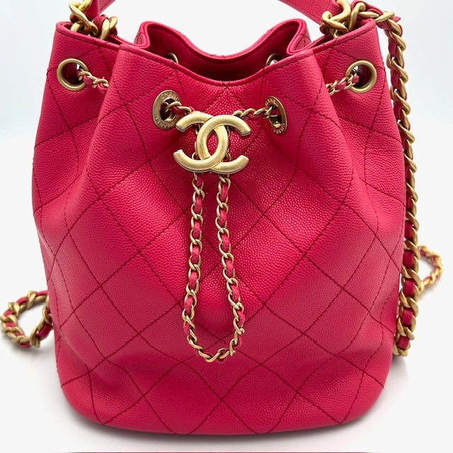 シャネル CHANEL マトラッセ キャビアスキン ドローストリング チェーンショルダーバッグ