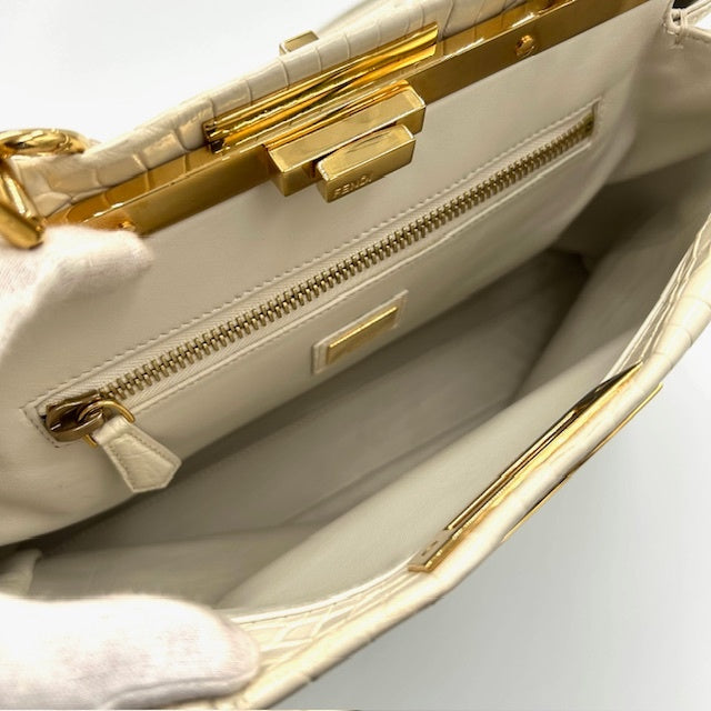 FENDI フェンディ ピーカブー クロコダイル 2way ショルダー ハンドバック