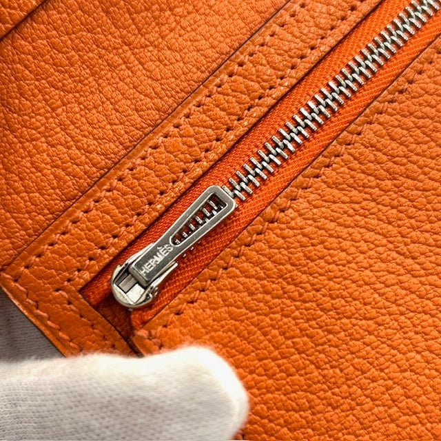 エルメス HERMES ベアン コンパクト シェーブル 折財布 シルバー金具 ユニセックス