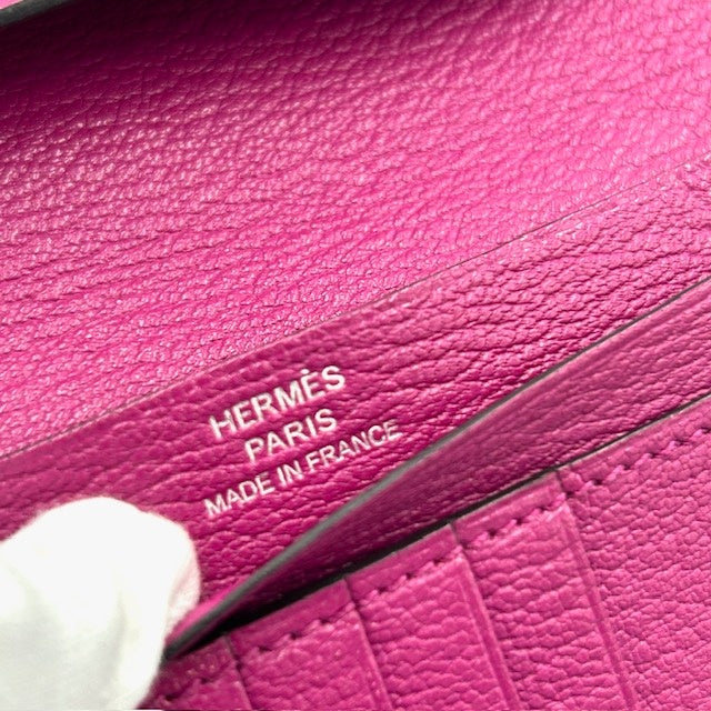 エルメス HERMES ベアン コンパクト シェーブル 折財布 シルバー金具