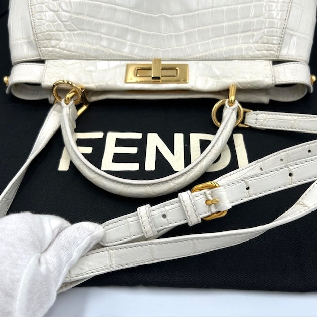 FENDI フェンディ ピーカブー クロコダイル 2way ショルダー ハンドバック