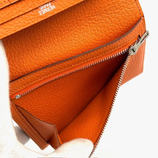 エルメス HERMES ベアン コンパクト シェーブル 折財布 シルバー金具 ユニセックス